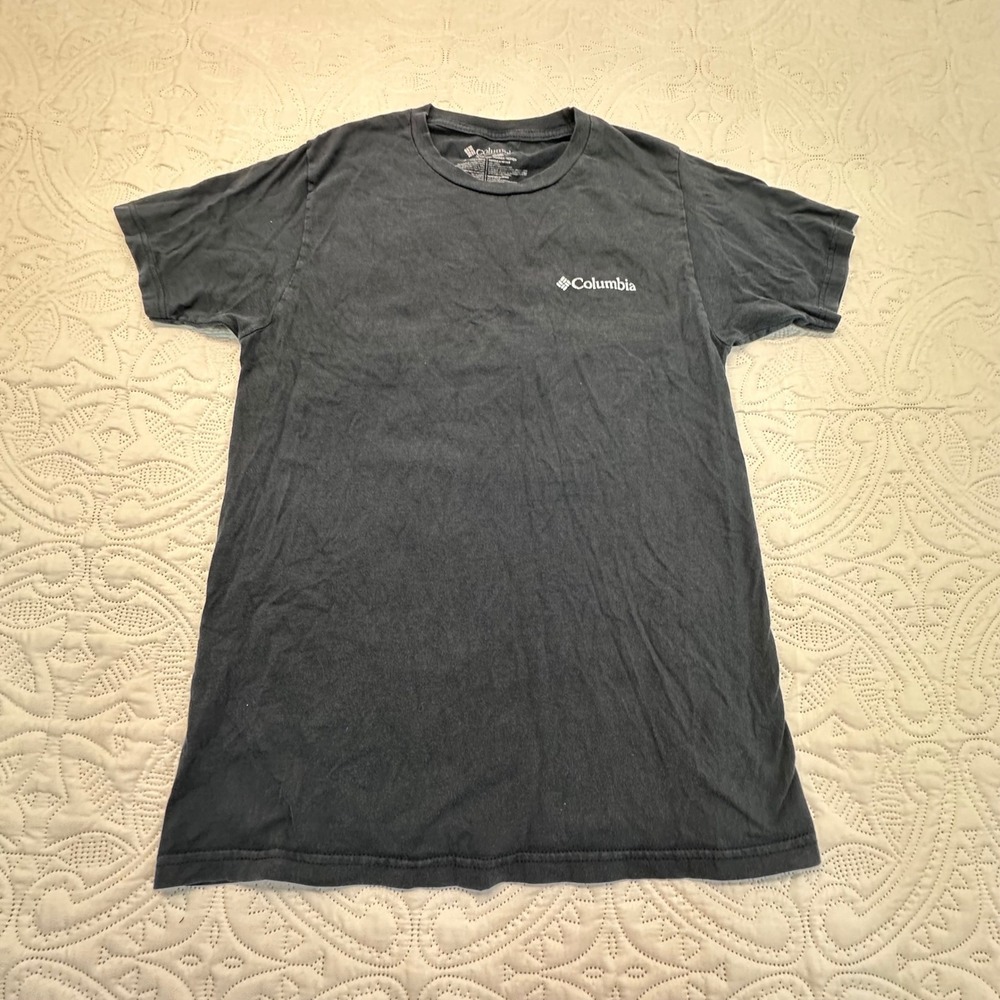 Columbia Mens T-Shirt Small Navy Blue Americana‎ Stars Stripes Graphic Logo Tee